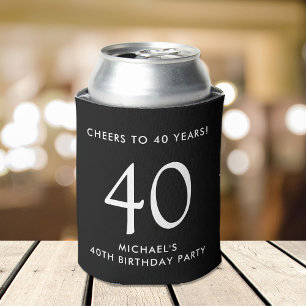 Cheers Black 40th Birthday Party Can Cooler