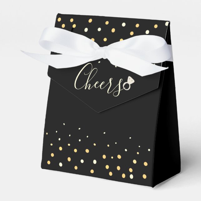 Cheers Black and Gold Bachelorette Party Custom Favor Box (Front Side)