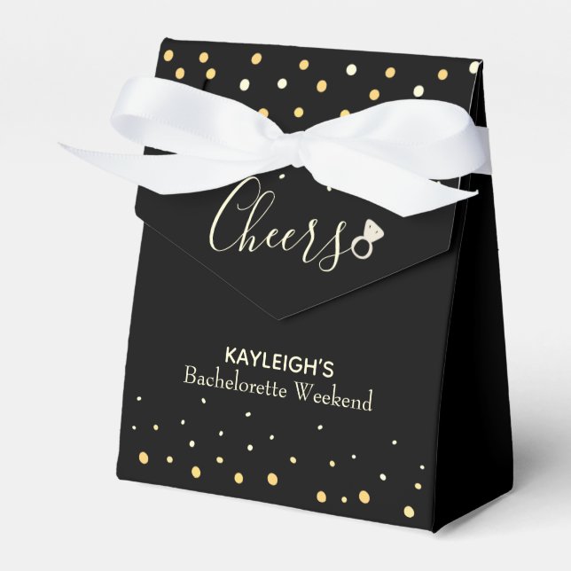 Cheers Black and Gold Bachelorette Weekend  Favor Box (Front Side)