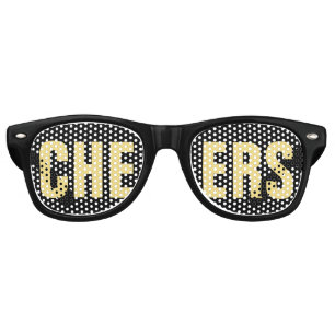 'CHEERS' Black and Gold Party Retro Sunglasses