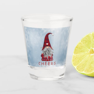 CHEERS   Black & Red Plaid Holiday Elf Shot Glass
