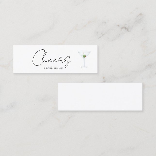 Cheers Boire Billet Mariage Réception Mini Carte (Devant / Derrière)