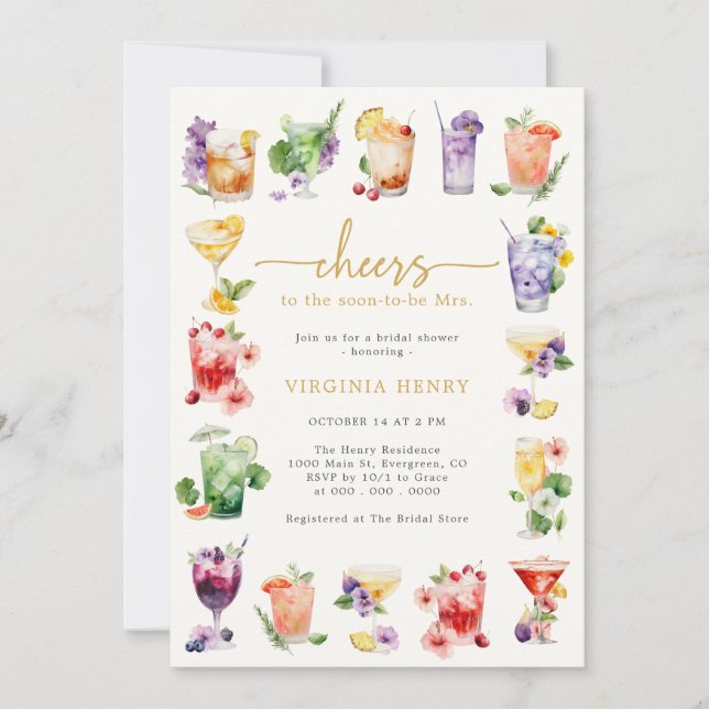 Cheers Bridal Shower Invitation (Front)