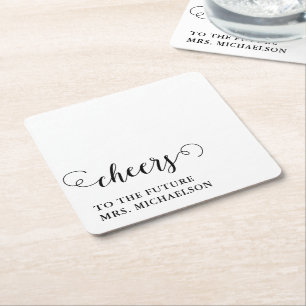 Cheers Bride To Be Wedding Event Square Paper Coaster