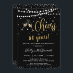 Cheers Bubbly Birthday Party Any Age Black Gold  Invitation<br><div class="desc">Personalize this modern chic birthday party invitation with your own wording and party details easily and quickly,  simply press the customize it button to further re-arrange and format the style and placement of the text.  Great for any age!  Matching items available in store!  (c) The Happy Cat Studio</div>