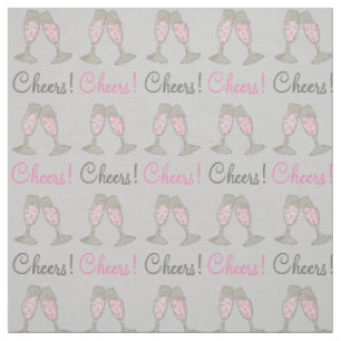 Cheers Bubbly Pink Champagne Glass Wedding Shower Fabric