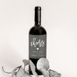 Cheers | Chalkboard Wedding Wine Labels<br><div class="desc">Personalize these brushed charcoal grey chalkboard style wine labels with your names,  wedding date and wine varietal or personal message. Design features "Cheers" in white handwritten style brush lettering with a small heart illustration.</div>