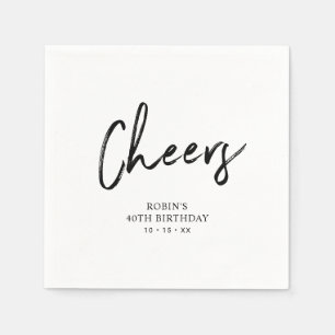 Cheers Chic Brush Script Adult Birthday Party Napkin