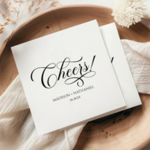Cheers! Classic Minimalist Elegant Script Wedding Napkin