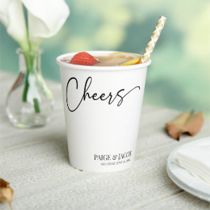 Cheers Classic Modern Minimal Minimalist Wedding Paper Cups
