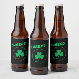 Cheers, Clover, Shamrock, Irish Green, St Patricks Beer Bottle Label