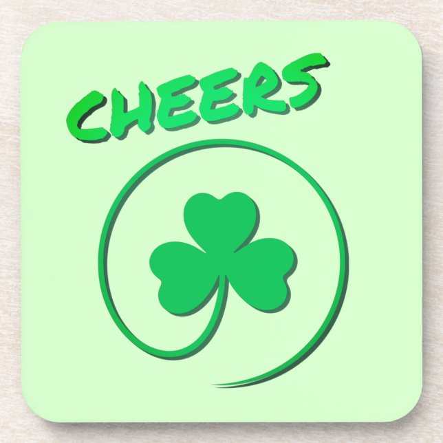 Cheers Clover Shamrock Irish Green St Patricks Day Coaster (Front)