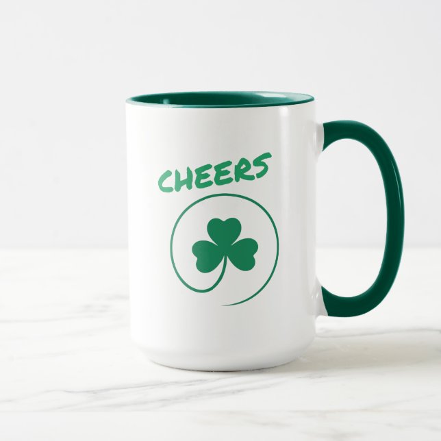 Cheers Clover Shamrock Irish Green St Patricks Day Mug (Right)
