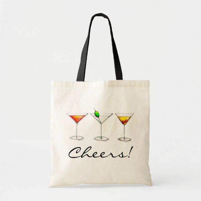 Cheers! Cocktails Martini Cosmo Manhattan Bar Tote (Front)