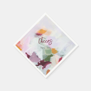 Cheers   Colourful Abstract Art Personalized Event Napkin