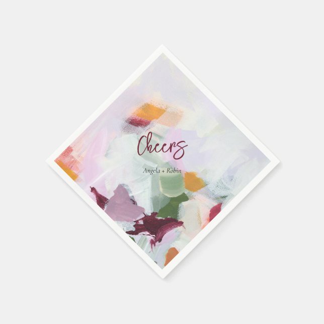 Cheers | Colourful Abstract Art Personalized Event Napkin (Corner)