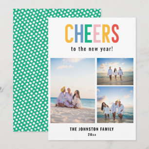 CHEERS Colourful New Year's Photo Holiday Card
