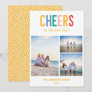 CHEERS Colourful New Year's Photo Holiday Card