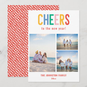 CHEERS Colourful New Year's Photo Holiday Card