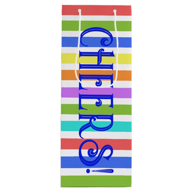 CHEERS! Colourful Striped Wine Bag (Front)
