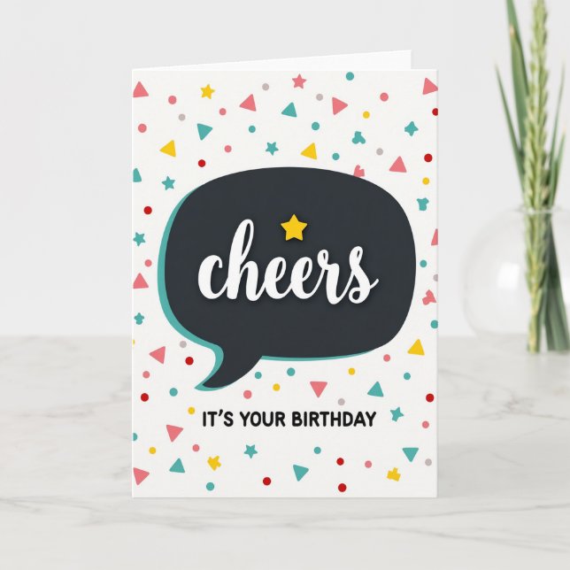 Cheers Confetti Birthday Card (Front)