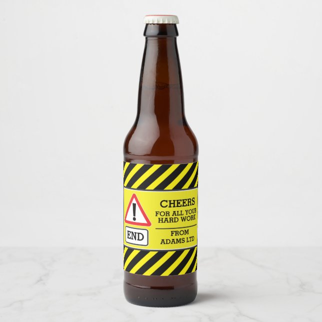 Cheers construction workers end sign beer labels (Front)