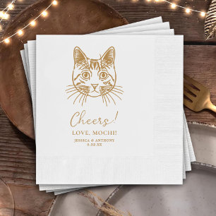 Cheers Custom Cat Drawn Cocktail Napkins Wedding