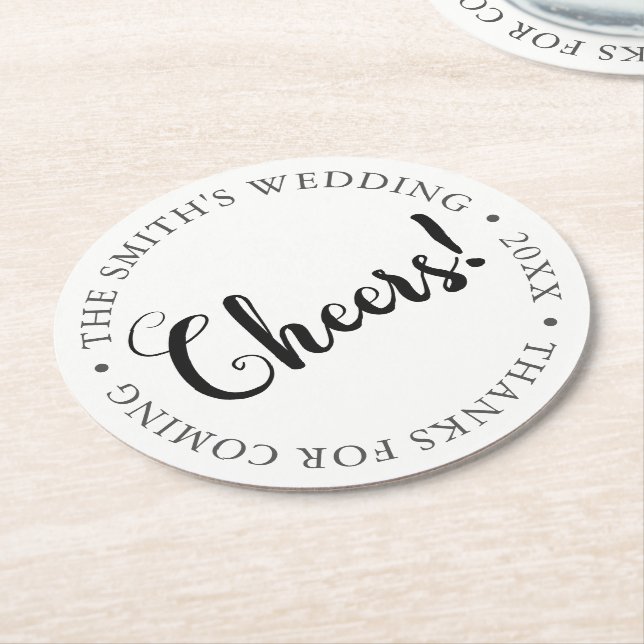 CHEERS! Customizable Party Round Paper Coaster (Angled)
