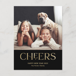 Cheers Decorative Text Happy New Year Photo Holiday Postcard