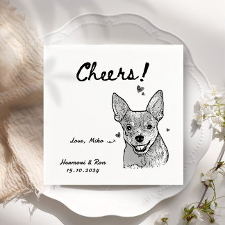 Cheers Drawn Personalized Dog Simple Wedding Napkin