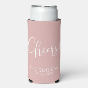 Cheers! Dusty Rose Wedding Seltzer Can Cooler