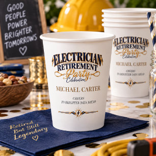 Cheers Electrician Retirement Party Celebration Paper Cups