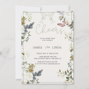 Cheers! Elegant Floral Wedding Invitation