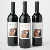 Cheers Elegant Gold Script Photo Wedding