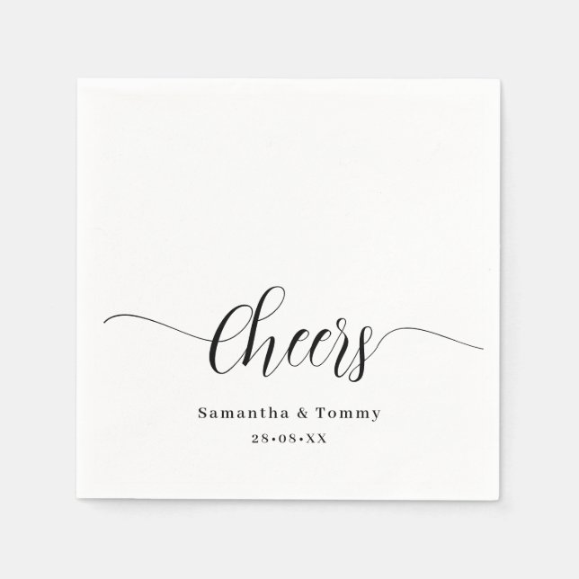 Cheers Elegant Simple Minimalist Wedding Napkin (Front)