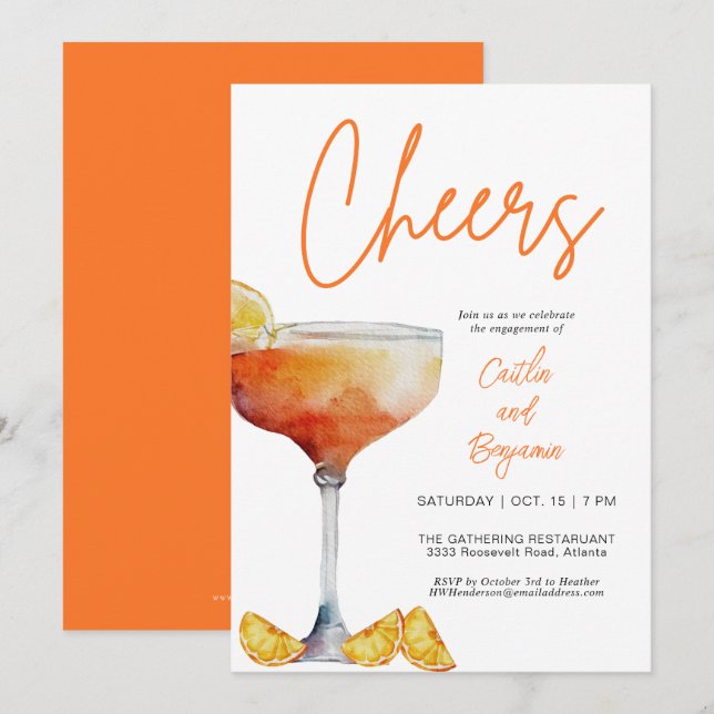 Cheers Engagement Party Invitation (Front/Back)