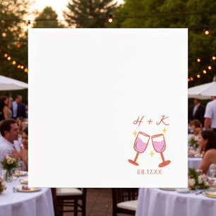 Cheers Engagement Party Wedding Cocktail  Napkin