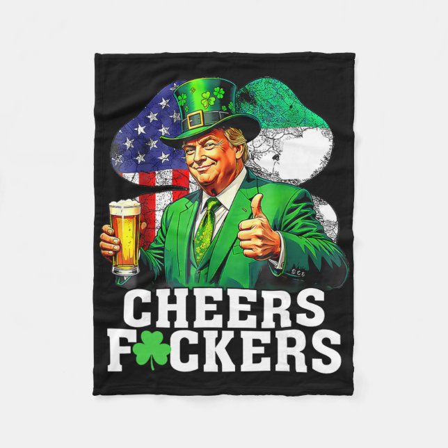 Cheers Ers St Patricks Day Funny Beer Drinking Tru Fleece Blanket (Front)
