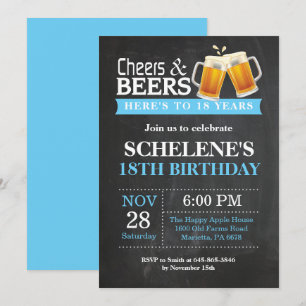 Cheers et bières 18e Anniversaire Carte d'invitati