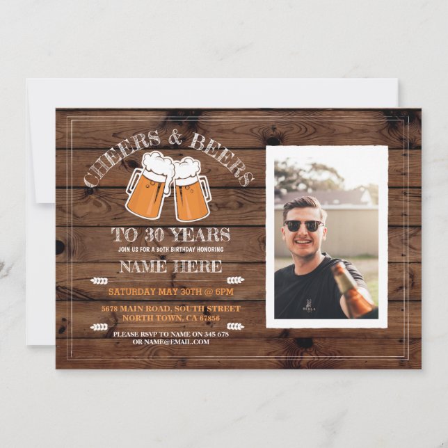 Cheers et bières Anniversaire Invitation photo du  (Devant)