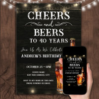 Cheers et Bières Invitation Lumières de Bar pour 4