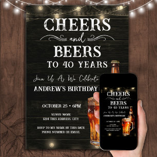 Cheers et Bières Invitation Lumières de Bar pour 4