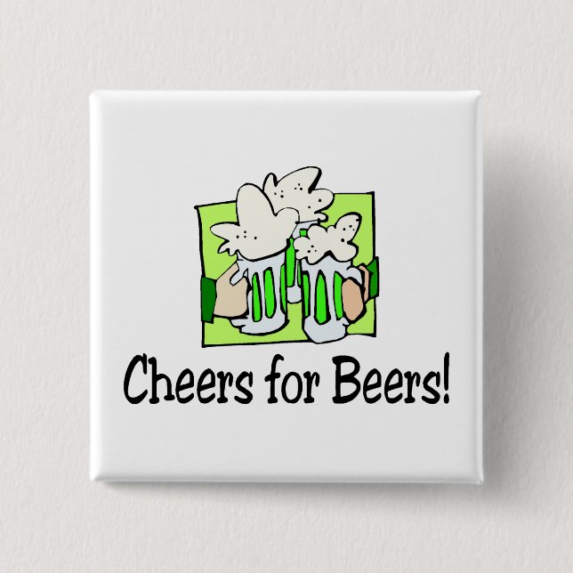 Cheers For Beers St Patty Day 2 Inch Square Button (Front)