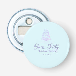 Cheers forty happy birthday cake blue purple name  bottle opener