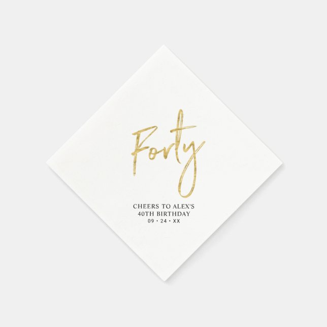 Cheers Forty | Modern Adult 40th Birthday Party Na Napkin (Corner)