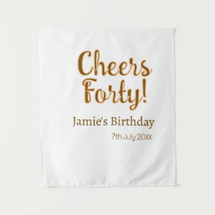 Cheers forty orange brown calligraphy birthday nam tapestry