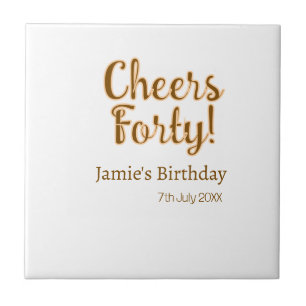 Cheers forty orange brown calligraphy birthday nam tile