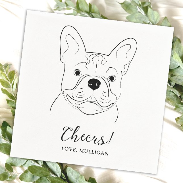 Cheers French Bulldog Personalized Dog Wedding Napkin (Creator Uploaded)