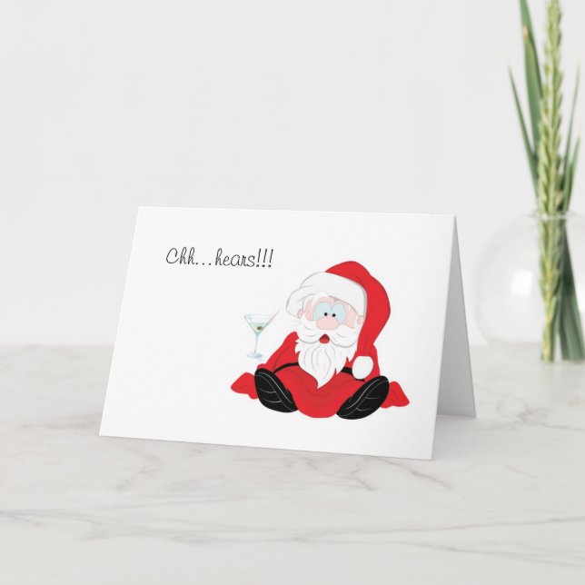 Cheers from drunk santa holiday card (Front)