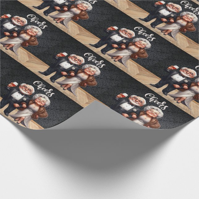 Cheers Funny Old Couple Dressed Up for the Town Wrapping Paper (Corner)
